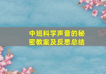 中班科学声音的秘密教案及反思总结