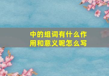 中的组词有什么作用和意义呢怎么写