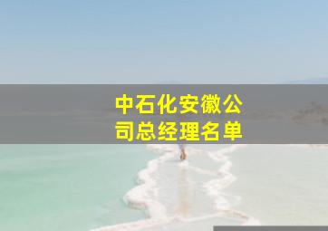 中石化安徽公司总经理名单