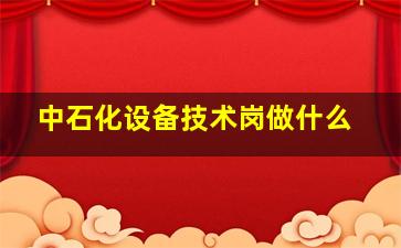 中石化设备技术岗做什么