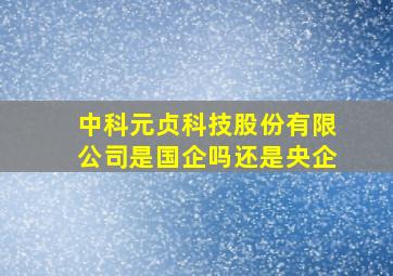 中科元贞科技股份有限公司是国企吗还是央企