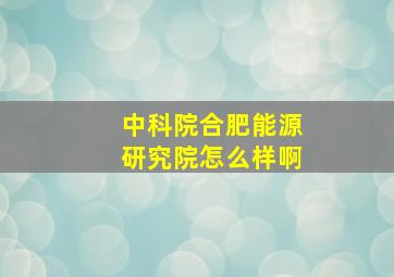 中科院合肥能源研究院怎么样啊