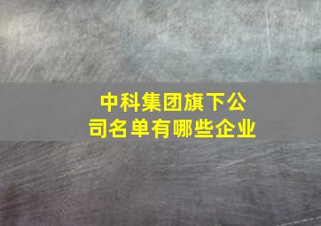 中科集团旗下公司名单有哪些企业