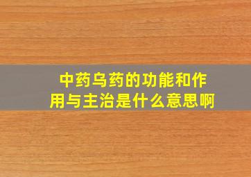 中药乌药的功能和作用与主治是什么意思啊