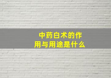 中药白术的作用与用途是什么