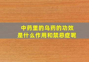 中药里的乌药的功效是什么作用和禁忌症呢