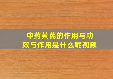 中药黄芪的作用与功效与作用是什么呢视频