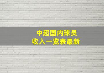 中超国内球员收入一览表最新