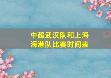 中超武汉队和上海海港队比赛时间表