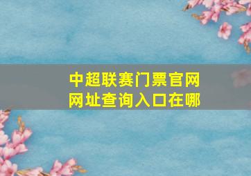 中超联赛门票官网网址查询入口在哪