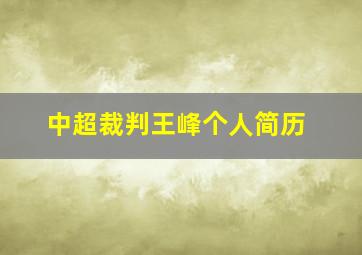 中超裁判王峰个人简历