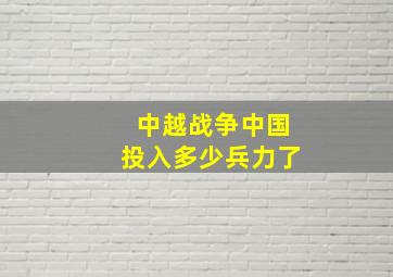 中越战争中国投入多少兵力了