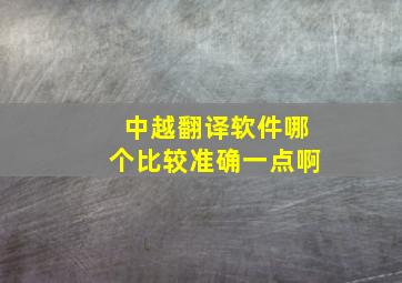 中越翻译软件哪个比较准确一点啊