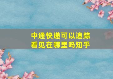 中通快递可以追踪看见在哪里吗知乎