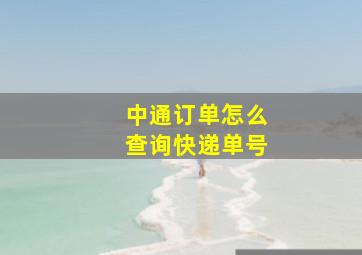 中通订单怎么查询快递单号