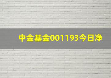 中金基金001193今日净