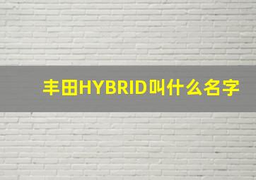 丰田HYBRID叫什么名字