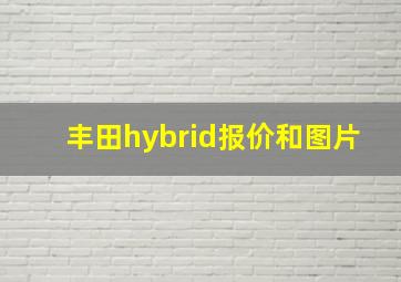 丰田hybrid报价和图片