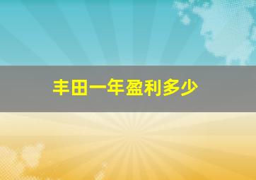 丰田一年盈利多少