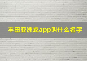 丰田亚洲龙app叫什么名字