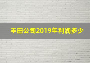 丰田公司2019年利润多少