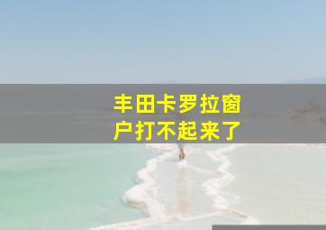 丰田卡罗拉窗户打不起来了