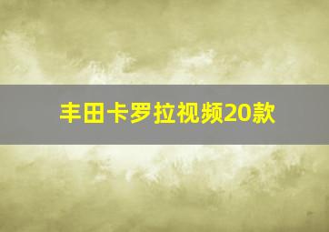 丰田卡罗拉视频20款