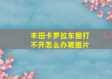 丰田卡罗拉车窗打不开怎么办呢图片