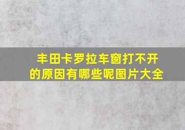 丰田卡罗拉车窗打不开的原因有哪些呢图片大全