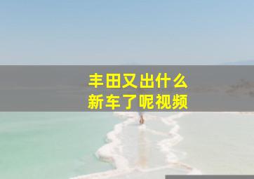 丰田又出什么新车了呢视频