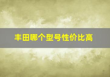 丰田哪个型号性价比高