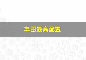 丰田最高配置