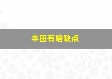 丰田有啥缺点