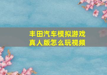 丰田汽车模拟游戏真人版怎么玩视频