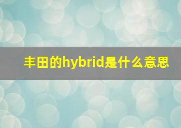 丰田的hybrid是什么意思