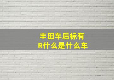 丰田车后标有R什么是什么车