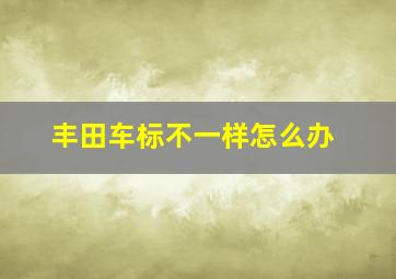 丰田车标不一样怎么办