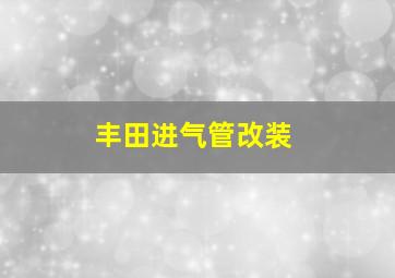 丰田进气管改装