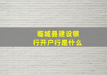 临城县建设银行开户行是什么