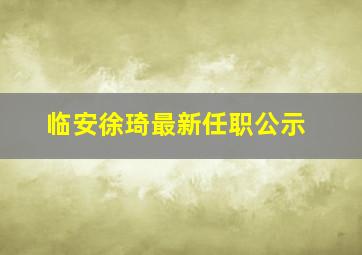 临安徐琦最新任职公示