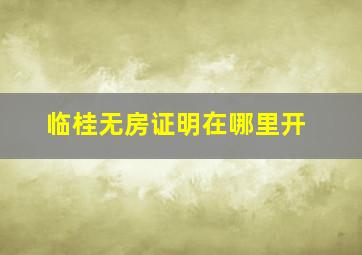 临桂无房证明在哪里开