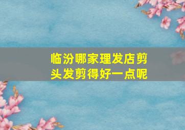 临汾哪家理发店剪头发剪得好一点呢