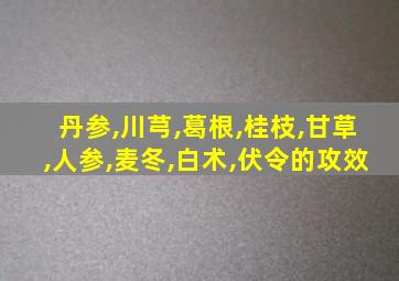 丹参,川芎,葛根,桂枝,甘草,人参,麦冬,白术,伏令的攻效