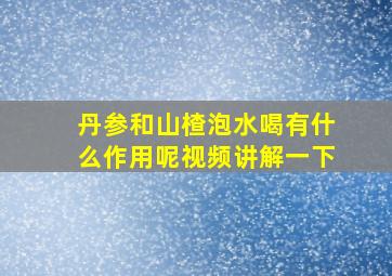 丹参和山楂泡水喝有什么作用呢视频讲解一下