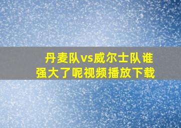 丹麦队vs威尔士队谁强大了呢视频播放下载