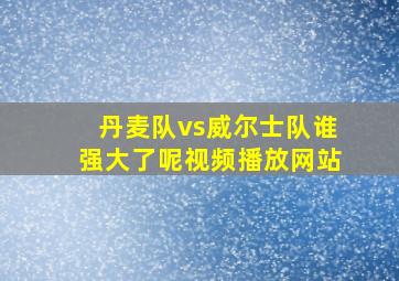 丹麦队vs威尔士队谁强大了呢视频播放网站