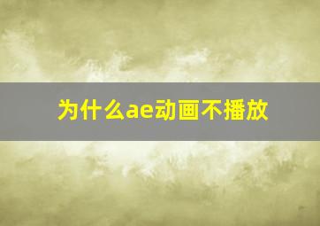 为什么ae动画不播放