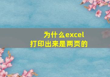 为什么excel打印出来是两页的