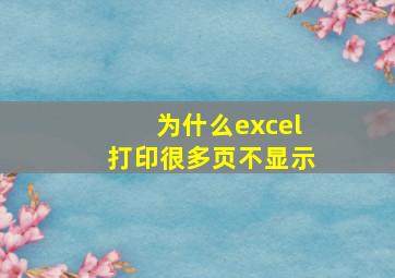 为什么excel打印很多页不显示