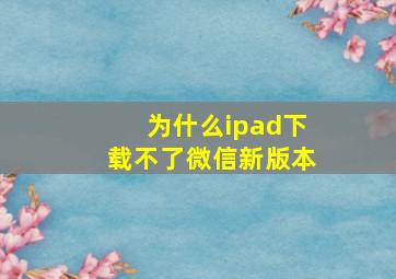 为什么ipad下载不了微信新版本